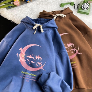 WY2209-P35 加绒款-P40 纯棉连帽卫衣男大码运动帽衫宽松薄图片