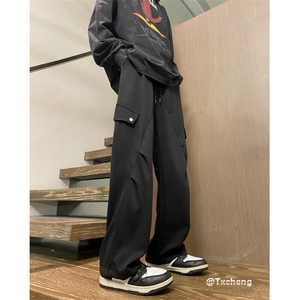 2025春夏新款工装假口袋宽松卫裤休闲裤B315-K24026-特P35控68图片
