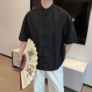 新中式男装风盘扣唐装短袖衬衫男夏季高级痞帅衬衣CS862-P55图片