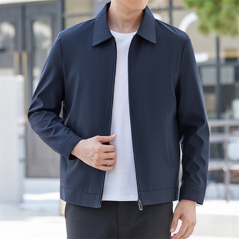 B-N9712男士2024年秋季新款长袖中老年爸爸装外套翻领夹克外套，男装夹克，电商B360