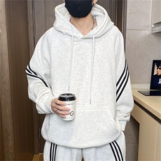 W9806-特P50美式三条杠连帽卫衣男情侣帽衫高街百搭休闲外套，男装卫衣，电商D310B