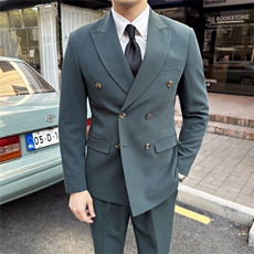 7722-P2452025秋季时尚英伦风男士双排扣西服西裤两件套装，男装西服，星座507A（原星座306B-2）