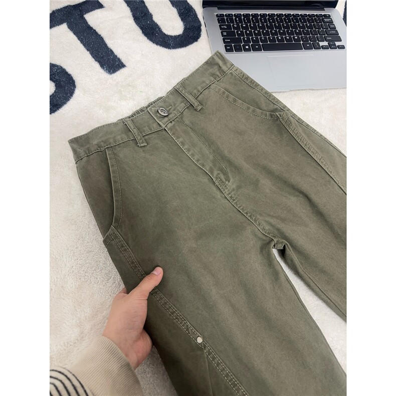 B221美式ins高街斜切宽松直筒洗褪工装牛仔裤LK25610-特P48控88,男装牛仔裤,电商B221