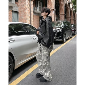 街客美式廓形连帽皮衣外套男冬百搭夹克cleanfit机车服W6223-P75图片