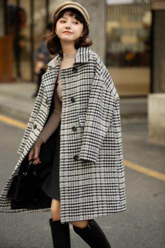 加棉格子大衣，女装，AMSS 艾玛莎莎