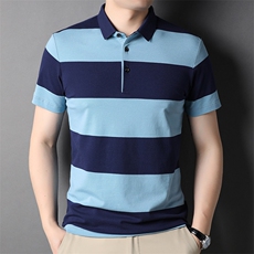 夏装短袖t恤中老年人男士上衣夏季薄款半袖条纹polo衫SFT3122-P65，男装Polo衫，星座1105-3