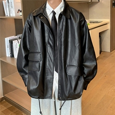 港风工装皮夹克男中性休闲宽松皮衣男夹克男士外套JK7761P85控118，男装夹克，星座226-1