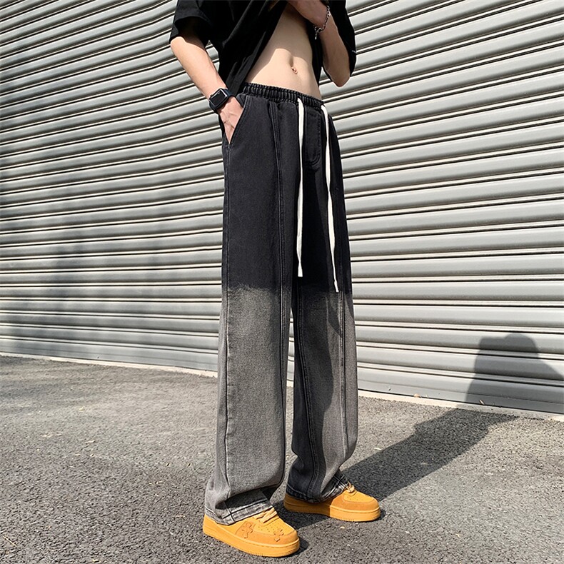 2023渐变色直筒裤宽松夏款流行长裤牛仔裤313A-1-NZ037-P65控78,男装牛仔裤,星座808A-1