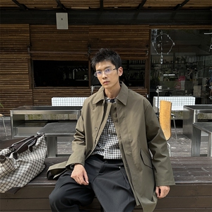 老钱风高端中长款宽松大衣外套 风衣夹克男A236-82508-P140图片