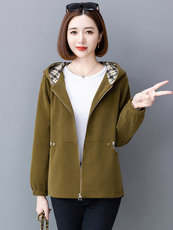 燕颉休闲外套女春秋款2023中年妈妈时尚洋气休闲开衫连帽短款上衣，女装短外套，燕颉服饰
