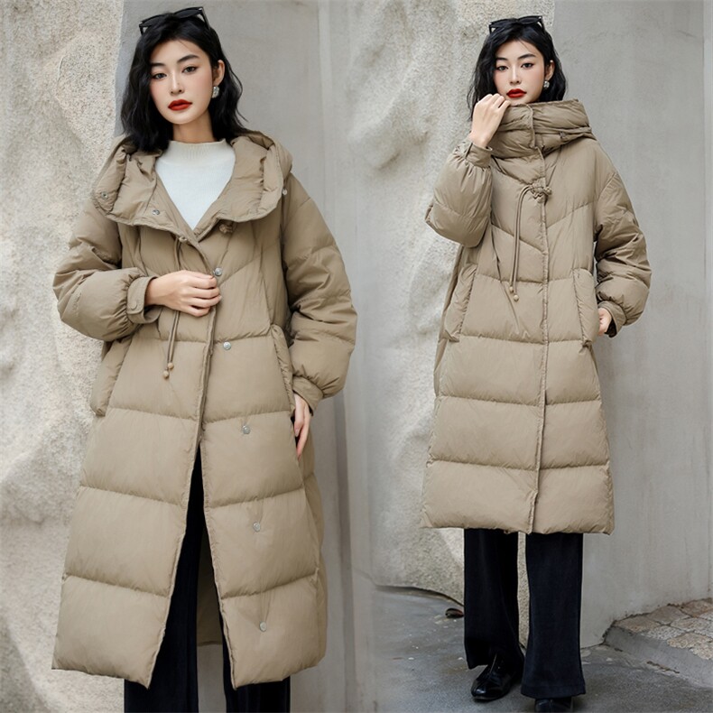 现货现货现货24冬季新款90白鸭绒长款直筒型羽绒服,女装羽绒服,阳光伊恋