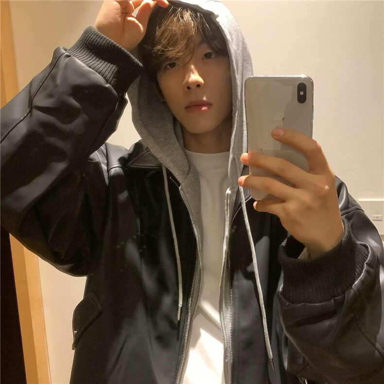 XZ266-P92假两件连帽外套男款秋季新款小众设计宽松潮流痞帅,男装T恤,电商B323A