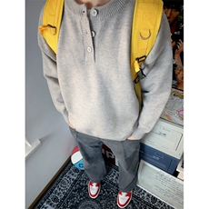 neverneed浅灰色亨利领毛衣男款秋冬慵懒高级感美式内搭针织衫女，男装针织衫/毛衣，星座1212