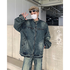 2025秋装美式复古宽松拉链牛仔夹克外套潮牌情侣A025-Y21-P85，男装夹克，电商A025
