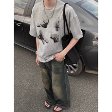 cleanfit重磅纯棉短袖t恤男2025夏季新款设计感美式潮牌灰色上衣，男装T恤，星座1210-1