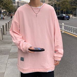 A101-P38港风假两件卫衣男士大码宽松长袖t恤潮男装图片