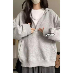 美式复古小众设计连帽卫衣男秋冬季oversize慵懒风外套 WHY52图片