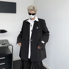 港风秋款男西服宽松西装字母印花贴标休闲外套JK922P65，男装西服，星座1013-1