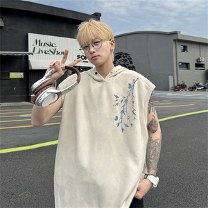 麂皮绒连帽背心坎肩男T恤美式港风JLB442-P30控48图片