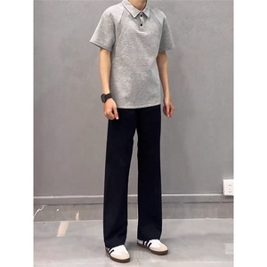 1506/QBF3740/P36黑色垂感西裤男款潮牌高级感直筒休闲西装裤图片