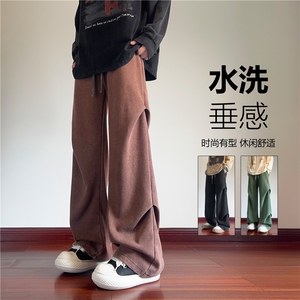 港风秋季新款潮流褶皱宽松直筒休闲裤B315-K24263-特p45控88图片