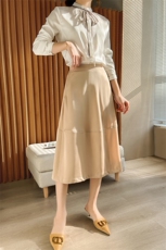 2024秋季新款纯色时尚女士伞裙通勤百搭，女装半身裙，优麦羊绒（原洪叶羊绒）