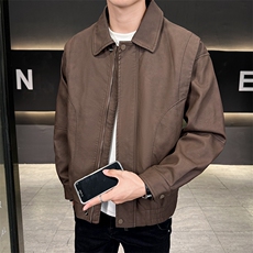 店主风纯色皮衣男2025秋款时尚皮夹克外套男装上衣B317/815/P145，男装皮衣，电商B317