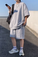 TZ83132/P65夏季新款提花短袖短裤t恤休闲宽松大码两件套套装男，男装休闲套装，电商A141