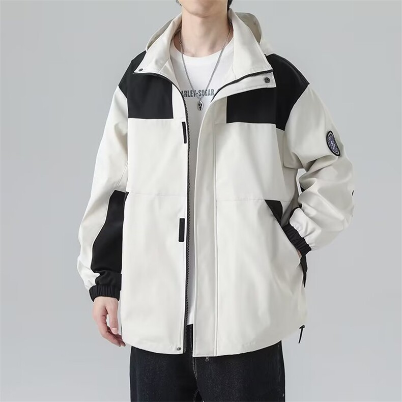 1506-1/JW50241/P61日系复古夹克男户外机能痞帅拼接连帽冲锋衣,男装夹克,星座1506-1