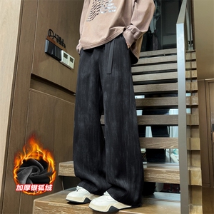 480g重磅水墨印花加绒银狐绒扎染休闲裤男K24065J加绒-特P40控78图片