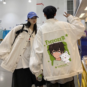 春季港风大码不一样情侣学生印花牛仔外套男JK556-P6588图片
