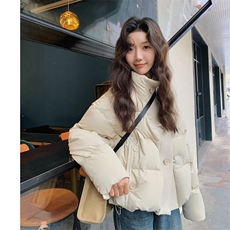 现货冬装新款韩系拼接针织90白鸭绒短款羽绒服2C135-5020P255K388，女装羽绒服，2C135