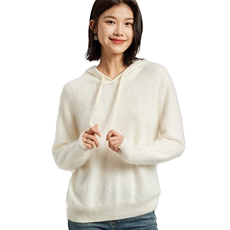 秋冬季羊绒休闲百搭时尚帽衫拉绒羊绒衫，女装羊绒衫，英集羊绒