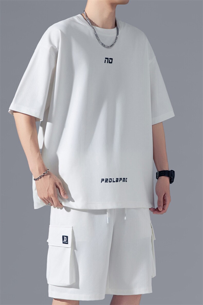2025夏季新款旋律风车大码冰丝短袖T恤套装M-5XHQ25488-P65,男装T恤,电商A022