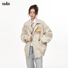 美式复古宽松潮牌飞行员工装皮衣夹克外套棒球服310A-4-B921-P80，男装夹克，星座310A-4