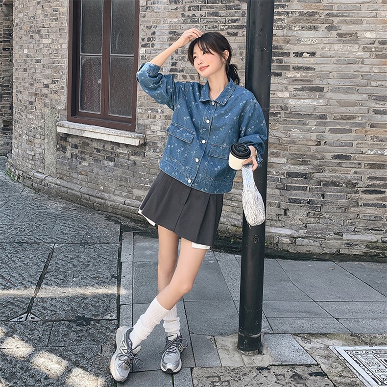 折扣剪标大牌原单提花重工刺绣牛仔外套牛仔蓝2024年秋新款短外套,女装牛仔外套,天使之佳话
