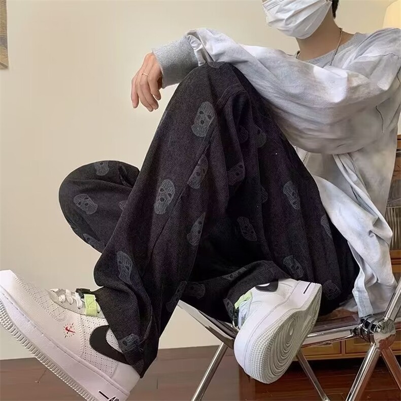 美式hiphop裤子高街潮牌男灯芯绒宽松阔腿裤休闲裤AK753-P35绒43,男装休闲裤,星座1008