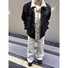 XANYP春季复古简约撞色双领工装夹克男设计感百搭休闲翻领外套，男装夹克，四季星座505
