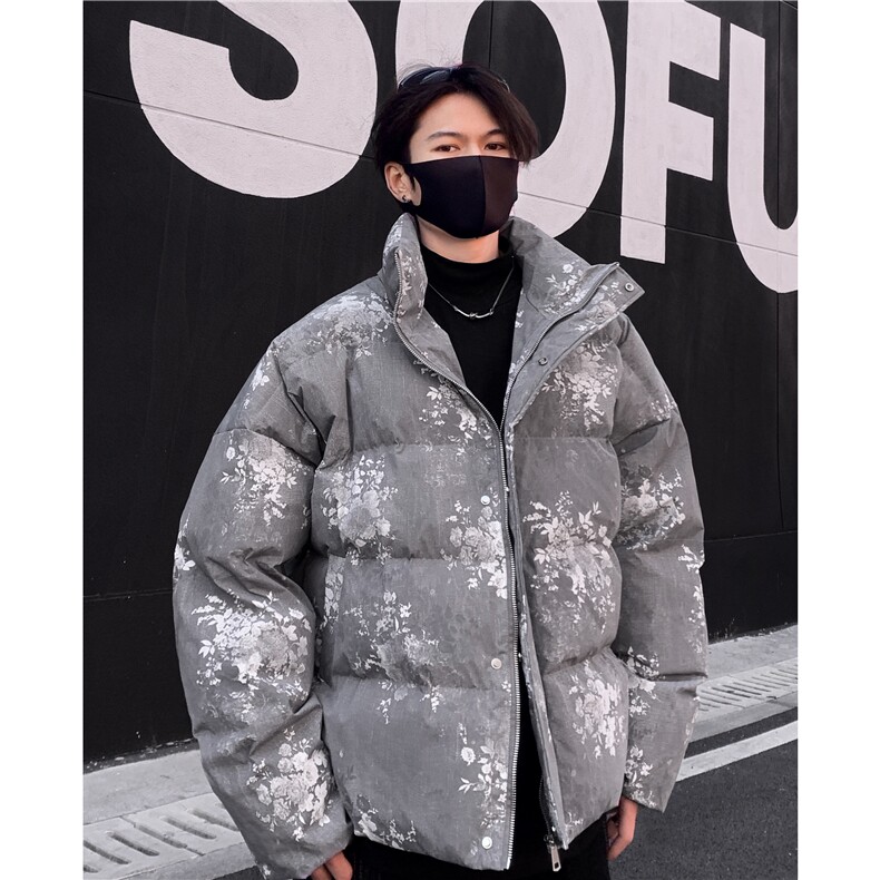 高级扎染工艺羽绒棉服男短款痞帅宽松潮牌棉衣加厚冬季棉袄p98,男装棉衣,电商C307