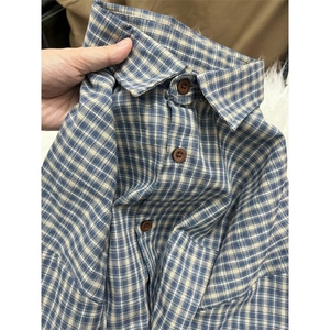 【档口现货】CS345LL-特P35cleanfit蓝色格子衬衫男慵懒风衬衣