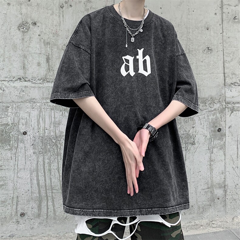 抖音供货、210克现货水洗发泡宽松版短袖T恤D223A-ST2310-P35,男装T恤,电商019-1
