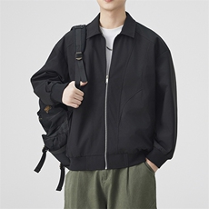 秋季新款宽松衬衫领夹领克男纯色上衣外套DSA157B-JK7924-特P45，男装夹克，电商A157B