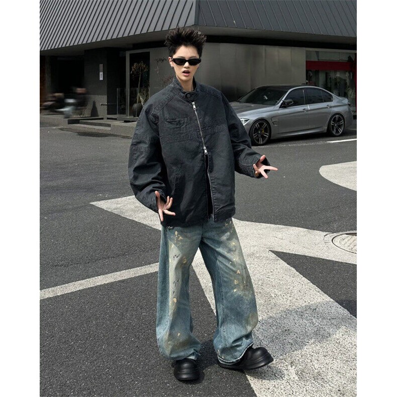 复古重磅水洗帆布垫肩外套男装潮流insW9350-P93,男装夹克,星座1109-3
