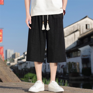 夏季风男装棉麻七分裤直筒超宽松休闲中裤A266-1-KZ880-P56图片