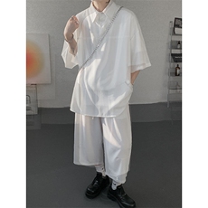 TZ778-特P55控98夏季冰丝七分裤短袖衬衫大码T恤套装，男装牛仔裤，电商A059