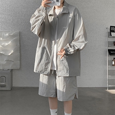 8XL-M特大码冰丝防晒服短裤套装男户外防晒衣运动外套潮TZ102P65，男装防晒衣，电商D206-1