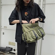 0534新款潮纯色港风多功能男士斜挎包情侣背包防水复古单肩包，鞋类箱包男包，星座510A-2