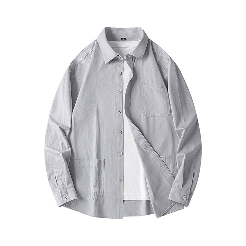 25年春季全棉纯色衬衫长袖大码宽松落肩现货DS-C323-1-6102-P45，男装衬衫，电商C323-1