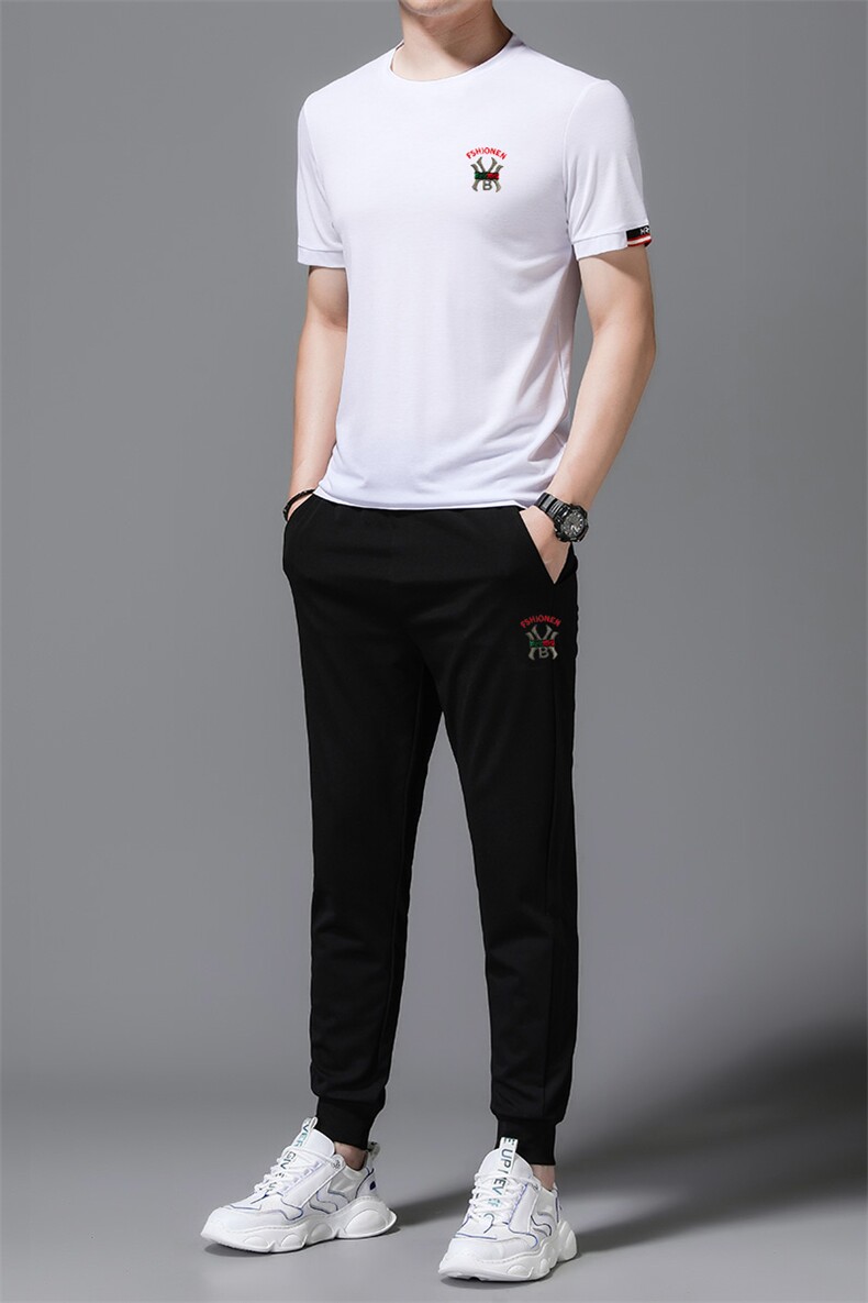 2023年夏款潮流休闲时尚男士运动短袖套装P120，男装休闲套装，电商D223-1