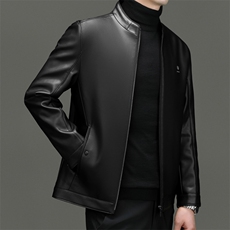 DF23902钱塘2020-2商务休闲简约立领冬季中年男士皮衣外套P160，男装皮衣，钱塘207-2
